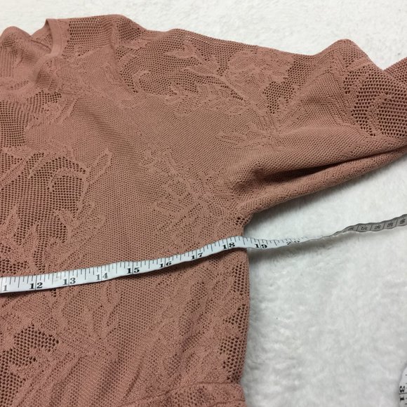 CINK Mauve Embroidered Cinched Waist Top
